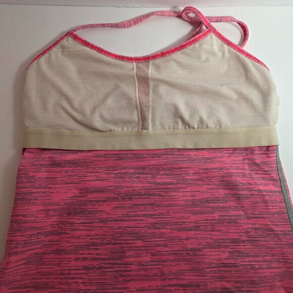 Lululemon Power Y Heathered Pink Racerback Tank w/ Built-In Bra - Picture 6 of 10